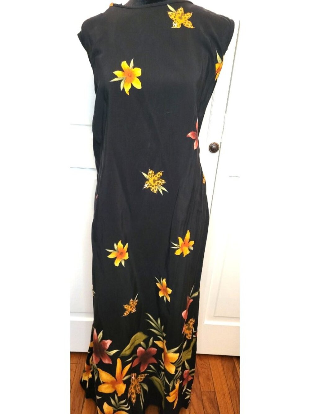 Vintage 90s Sheri Martin Floral Leopard Print Tank Maxi Dress 24W Whimsygoth